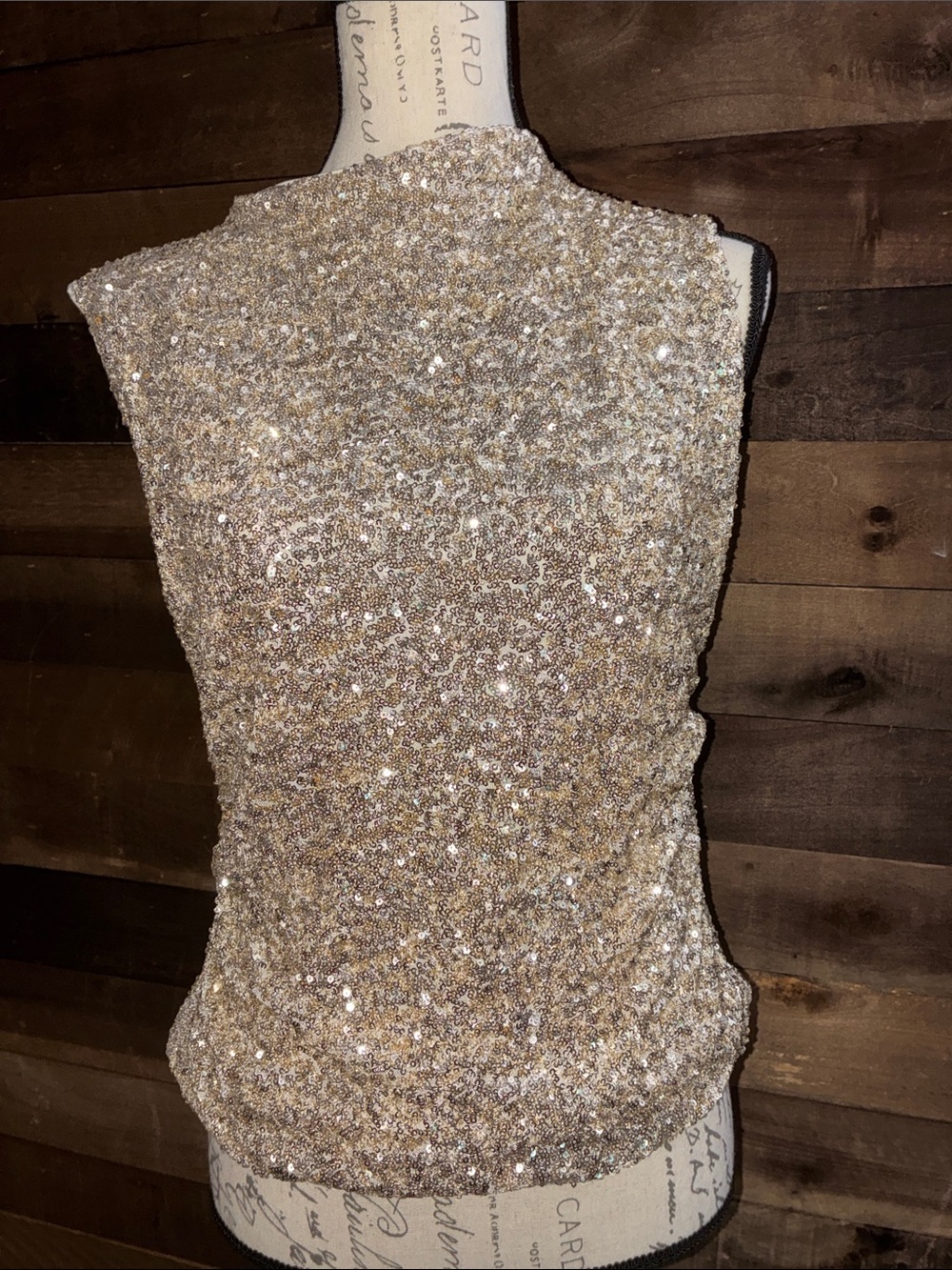 H&M Sparkling Sequin Camisole in Champagne Gold